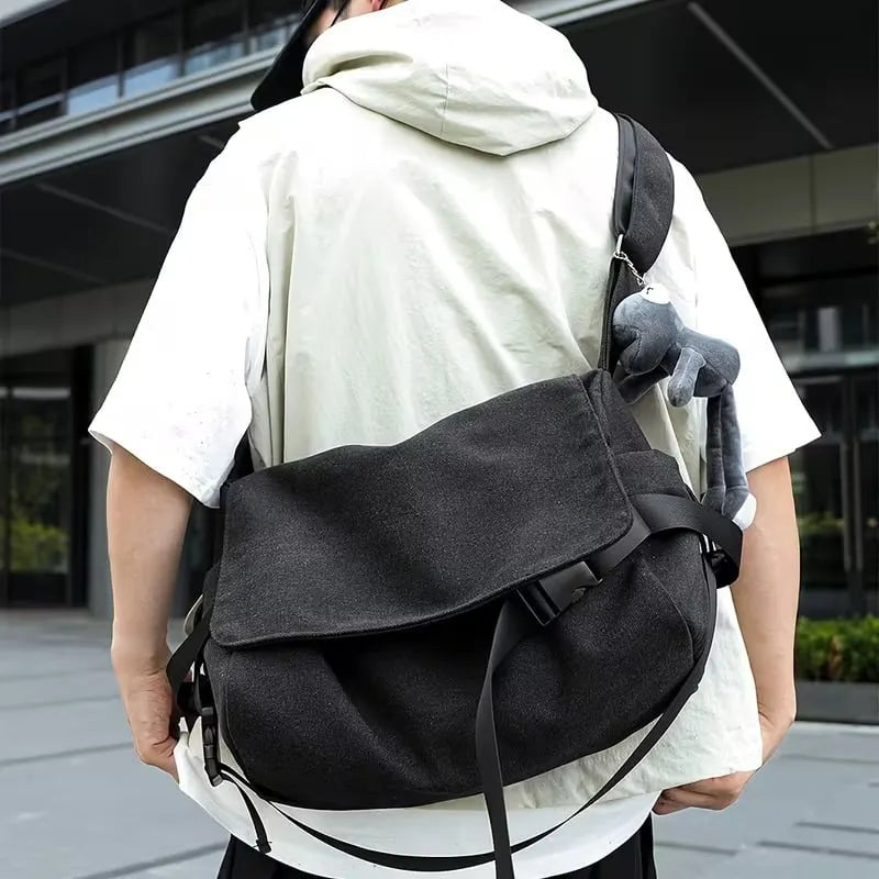 🔥 Last Day Limited Time Promotion🔥Men's Plain Canvas Crossbody Bag with Frog
