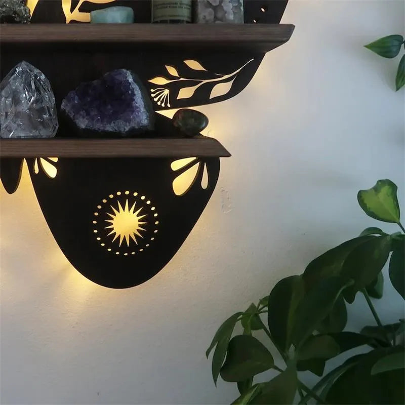 Luna Moth Lamp Crystal Shelf