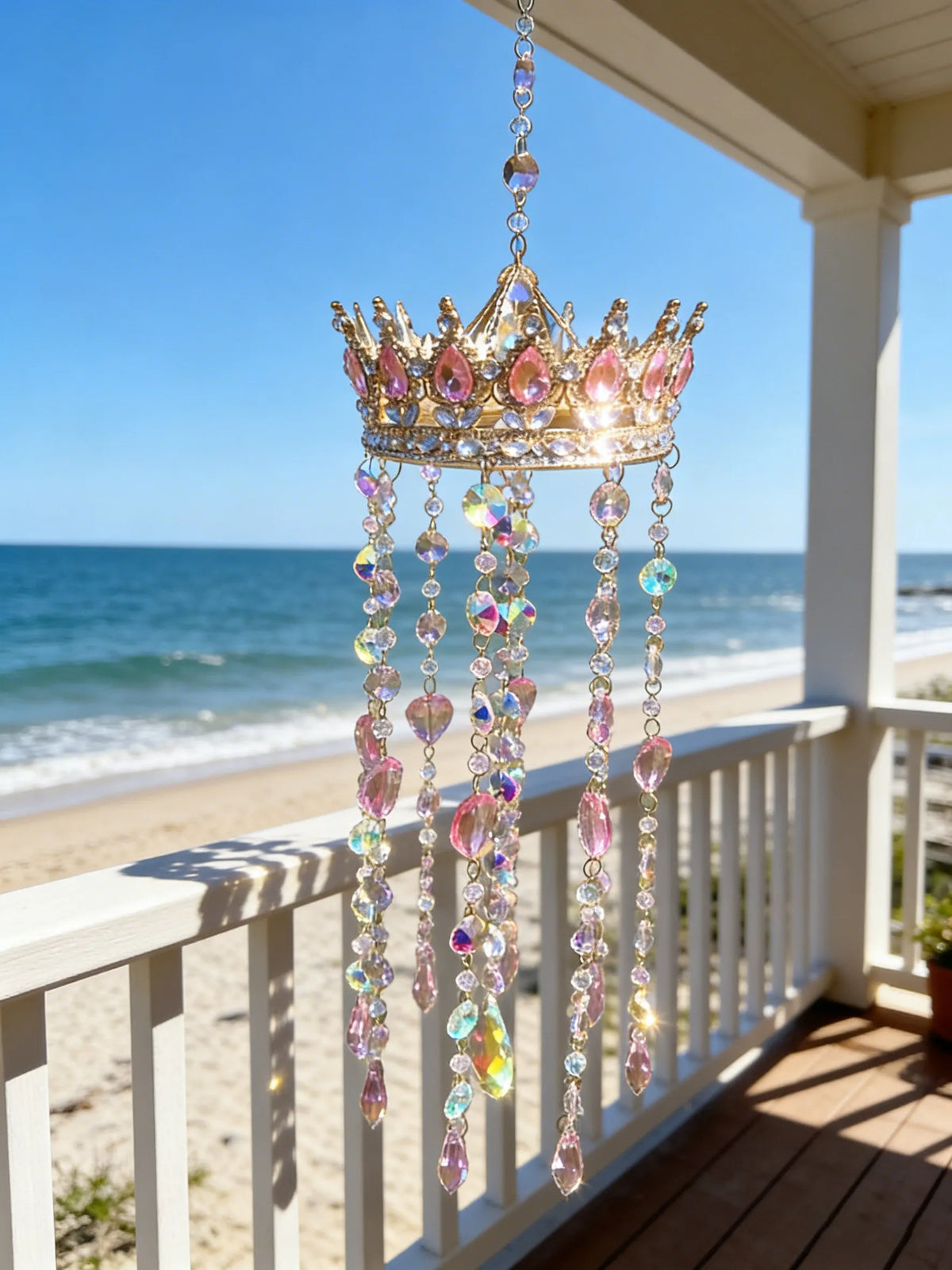🔥Last Day 49% OFF - 🌈Handmade Crystal Crown Suncatcher – Rainbow Reflecting Window Decor