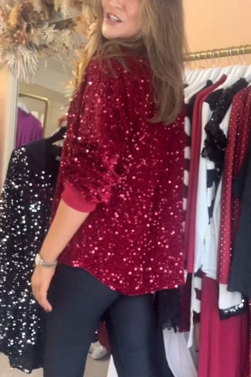 Women's Lapel Single Row Sparkly Party Shirt (Buy 2 Free Shipping)