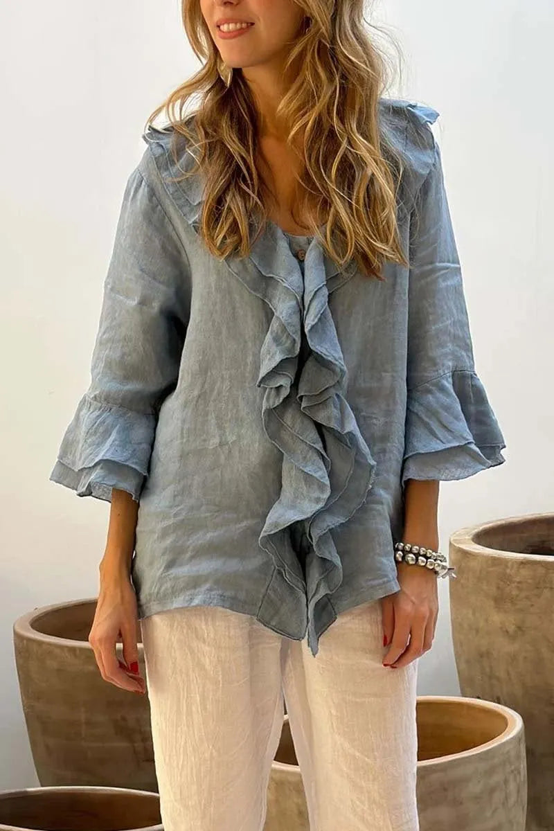Women's Casual Ruffle Collar Tops - buy 2 free shipping
