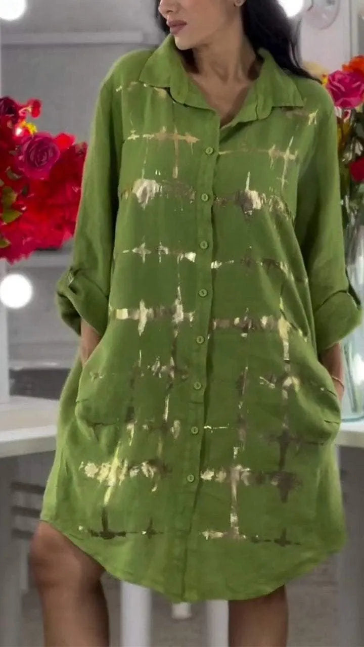 Bright Printed Button-up Shirt Dress🌟Buy 2 Free Shipping