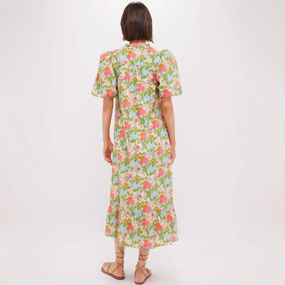 Floral Print Ruffled Midi Dress