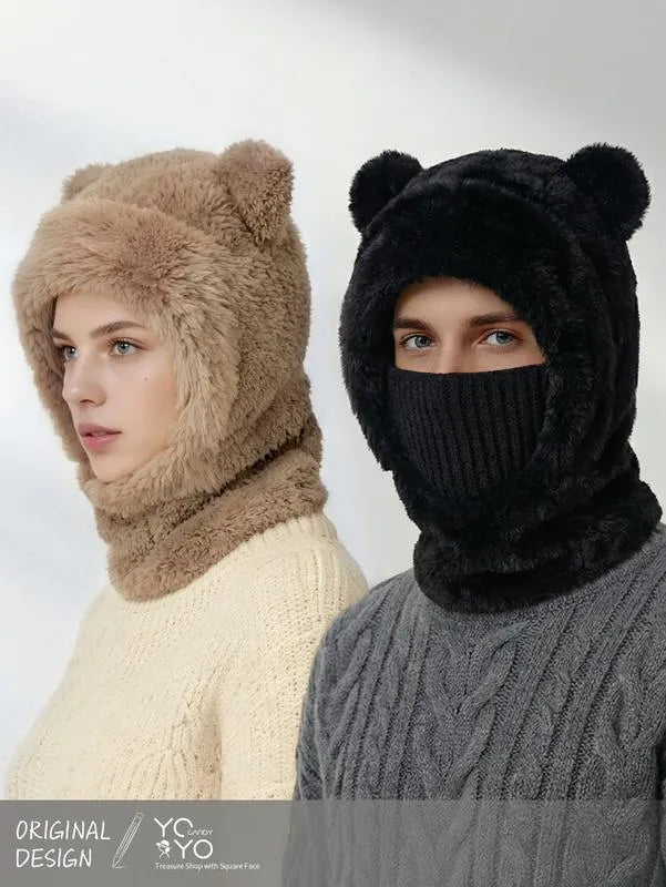 🔥LAST DAY 50% OFF - Women's Solid Pom Pom Bear-Ear Beanie Hat