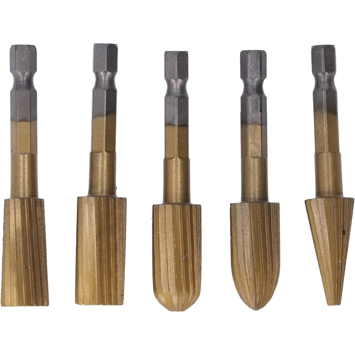 🎉⚡5‐Pack High‐Speed‐Steel Hex‐Shank Rotary File Burr Set