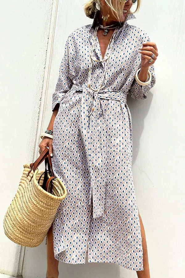 Loose Striped Half Sleeve Shirt Dress