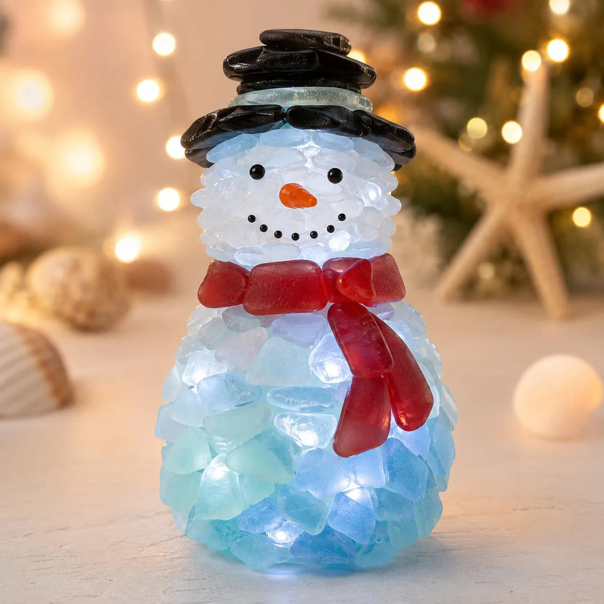 🎉🎅 Beginner-Friendly DIY Lighted Sea Glass Santa Christmas Decor Kit | Complete Kit with Sea Glass Pieces, Warm Fairy Lights & Step-by-Step Guide Included 💕