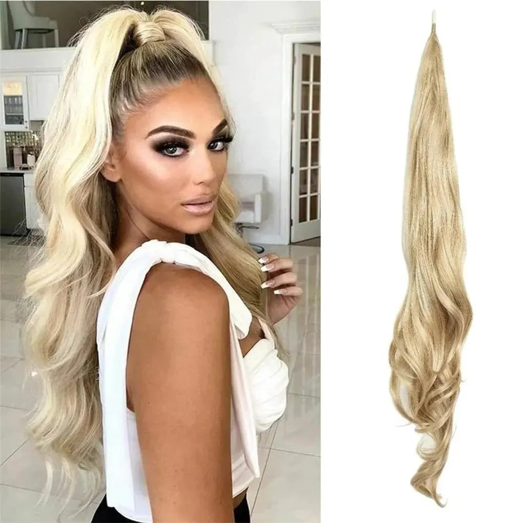 32 Inch Wavy Stick Hair With A Long Ponytail
