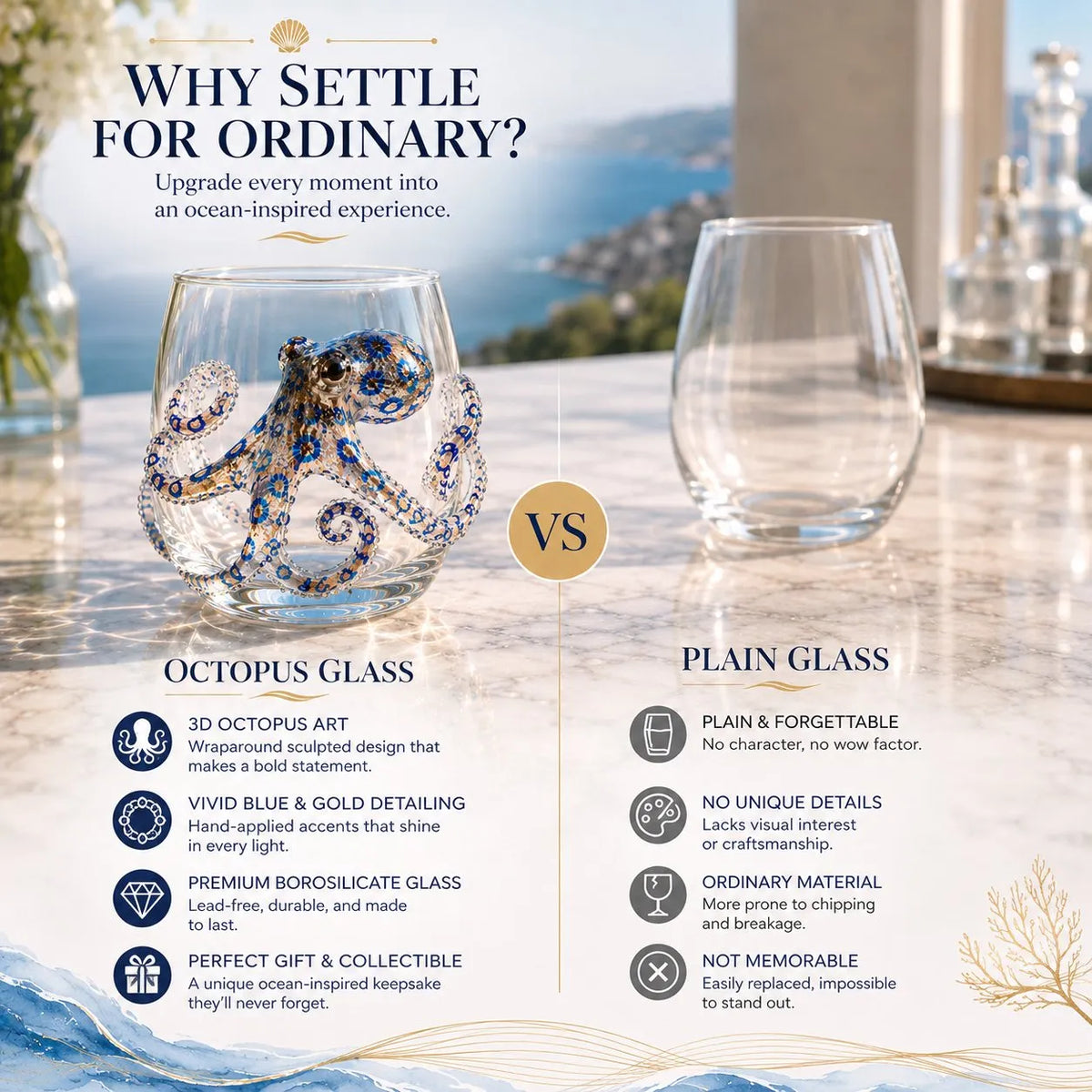 🔥HOT SALE🔥Last Day 49% OFF-🌊Artisanal Blue Ringed Octopus Glassware(300ml)