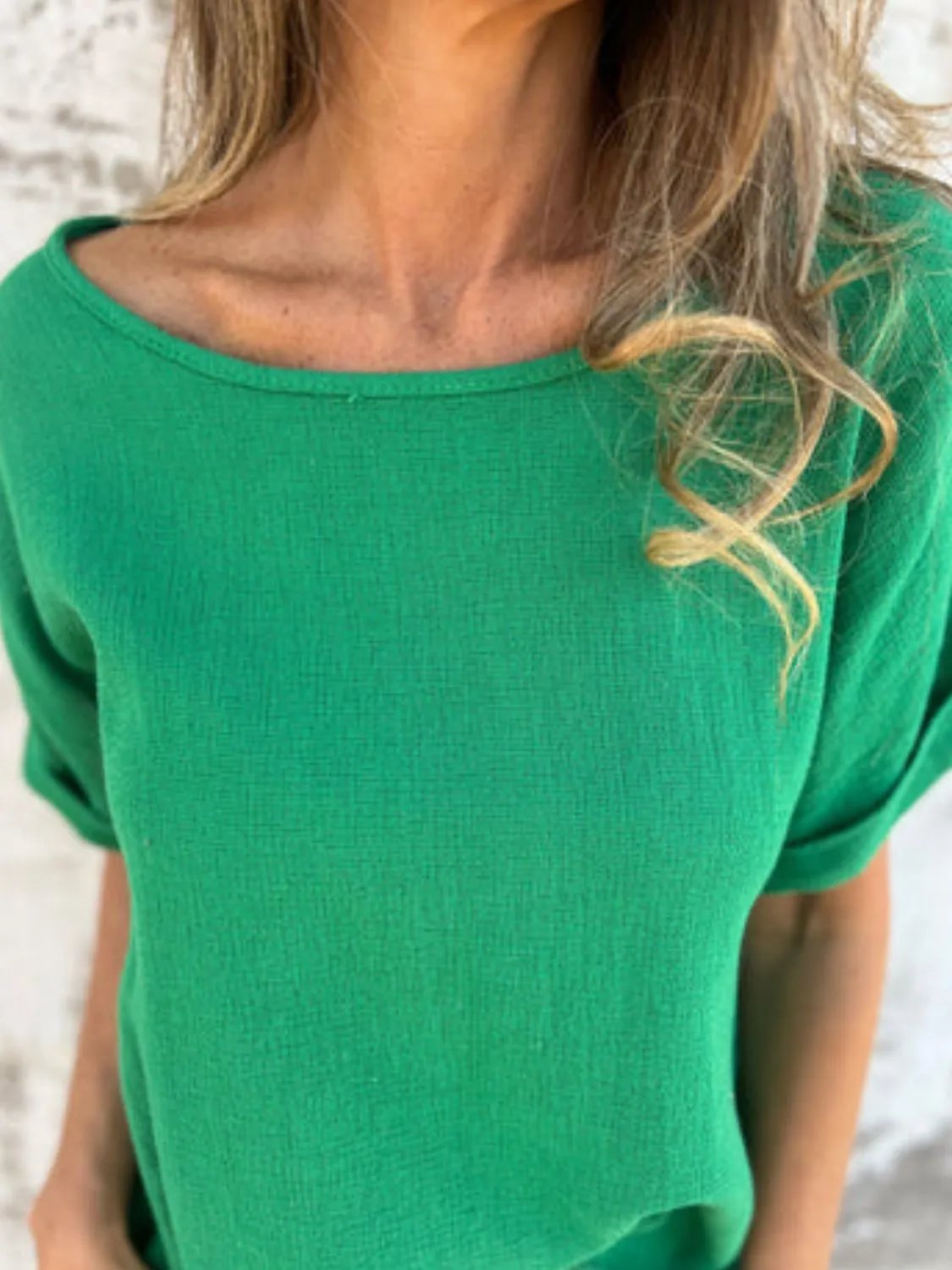 Full Size Round Neck Short Sleeve T-Shirt Plus Size(Buy 2 free shipping)