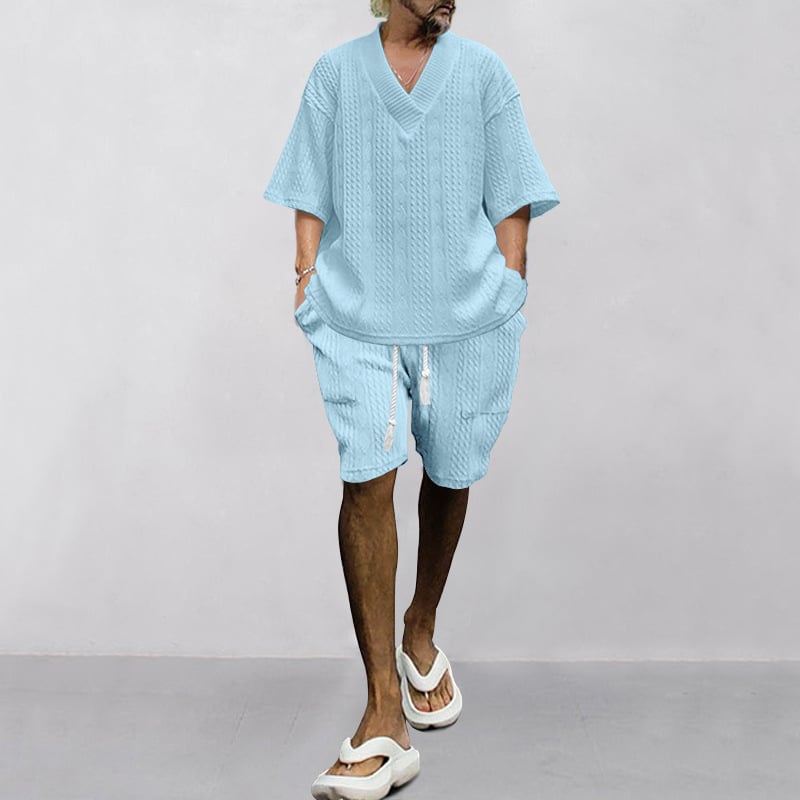 Casual Cable Knit T-shirt Set
