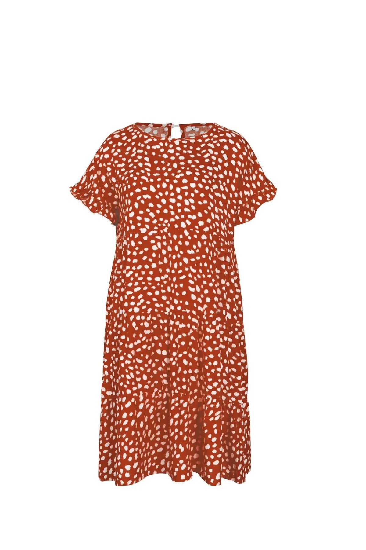 Round neck polka dot print midi dress