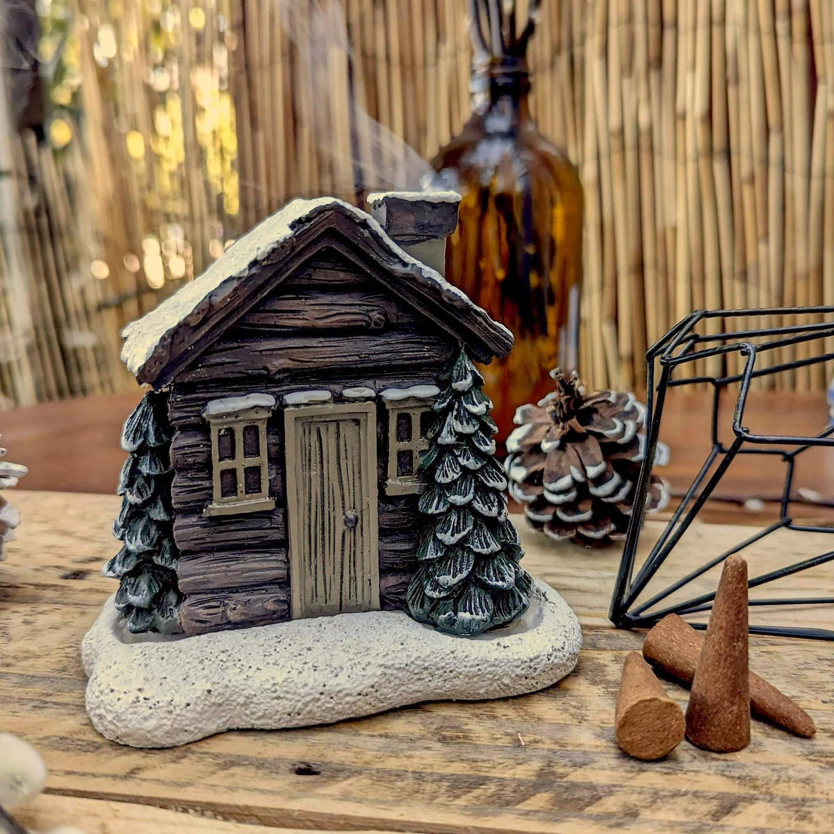 🎉🏠Log Cabin Incense Burner with Smoking Chimney🎄Perfect Christmas Gift