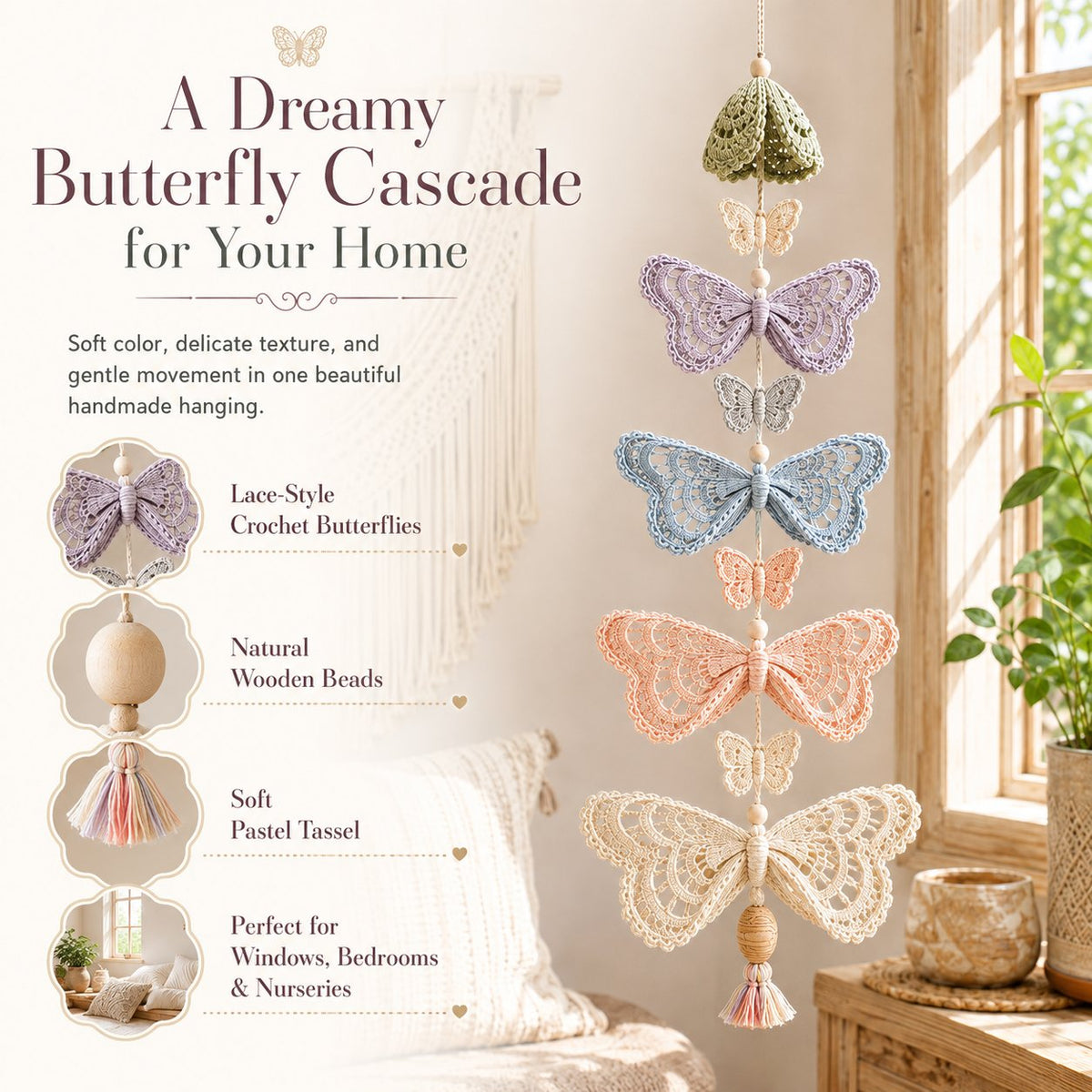 🔥 HOT SALE 🔥🔥LAST DAY 50% OFF - 🦋Butterfly Garden Cascade DIY Crochet Kit