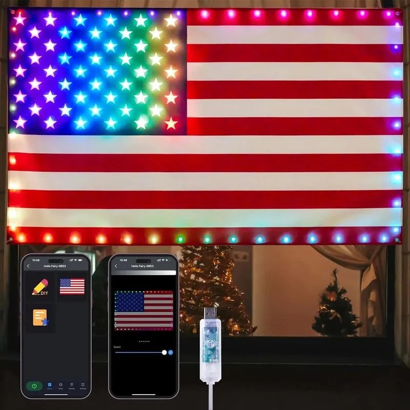 3x5 FT American Flag Lights with App & Remote Control
