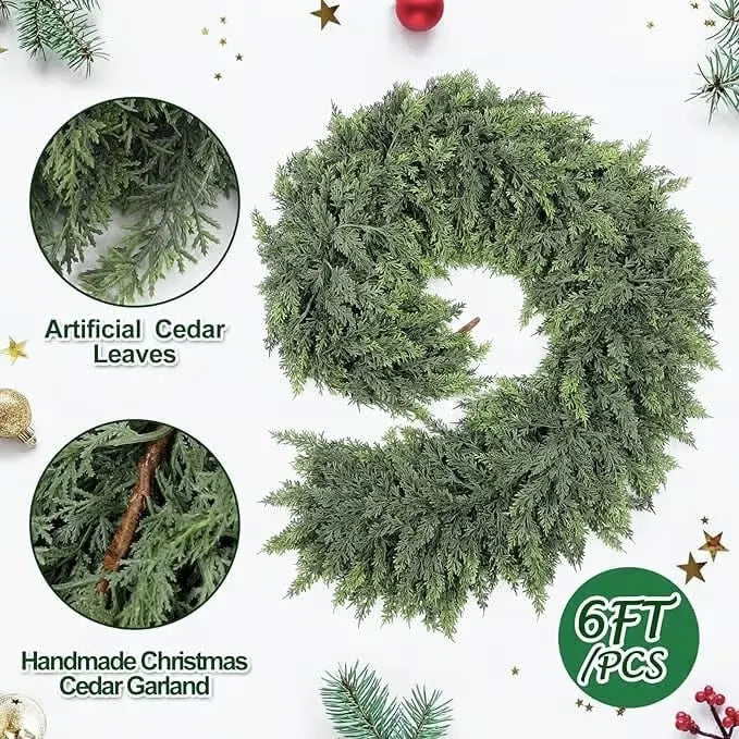 Christmas Artificial Cypress Leaf Vine Wreath🎄(1.8m)