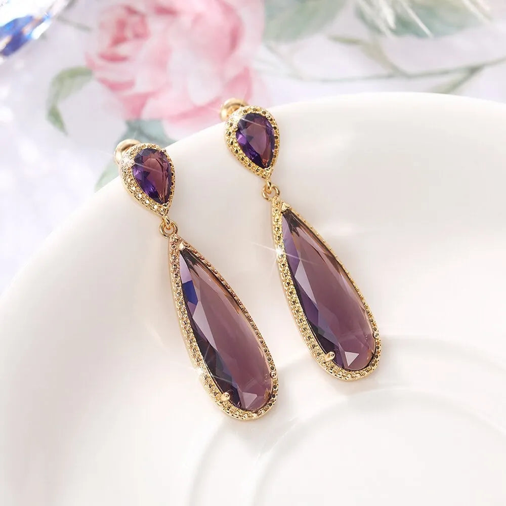 Luxury Large Pear Crystal Drop Earrings