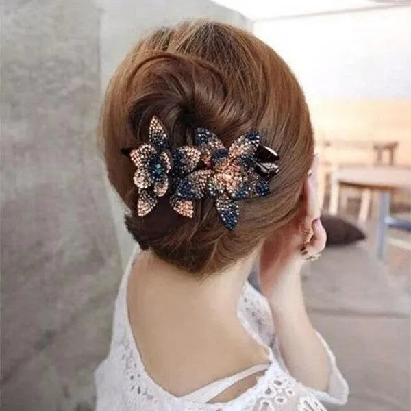 BUY 2 GET 1 FREE🎁Rhinestone Double Flower Hair Clip