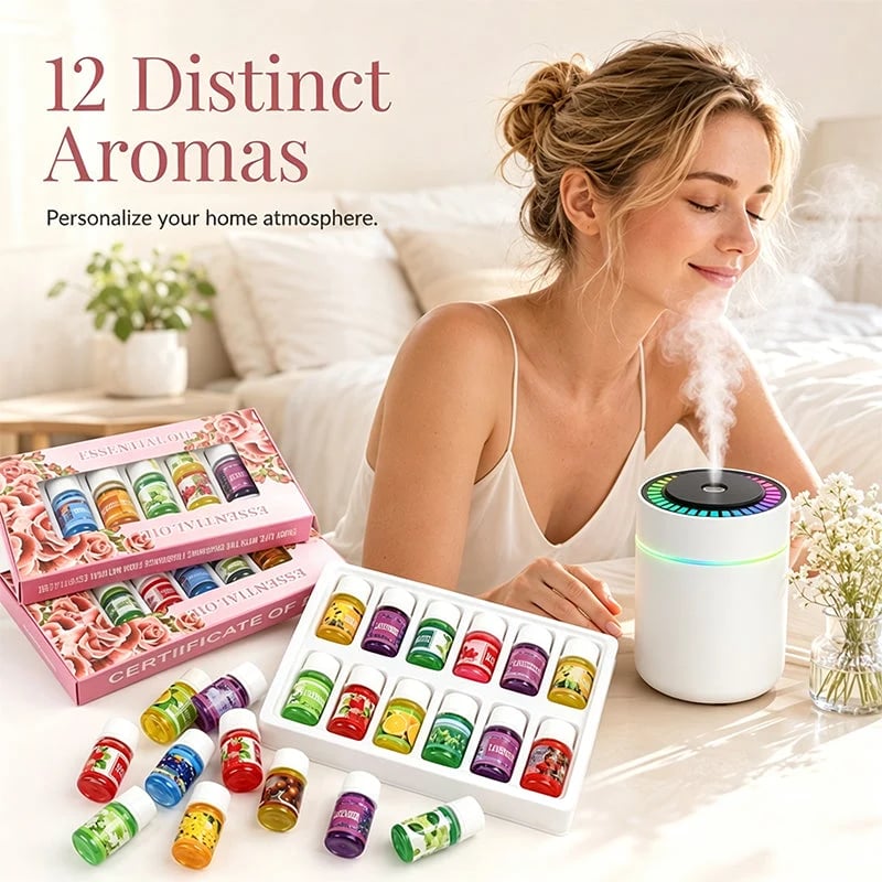 🎉🔥Limited Time 50% Off!🎁🌺The fresh scent lifts your mood!🌷12-Pack Water Soluble Essential Oils Set