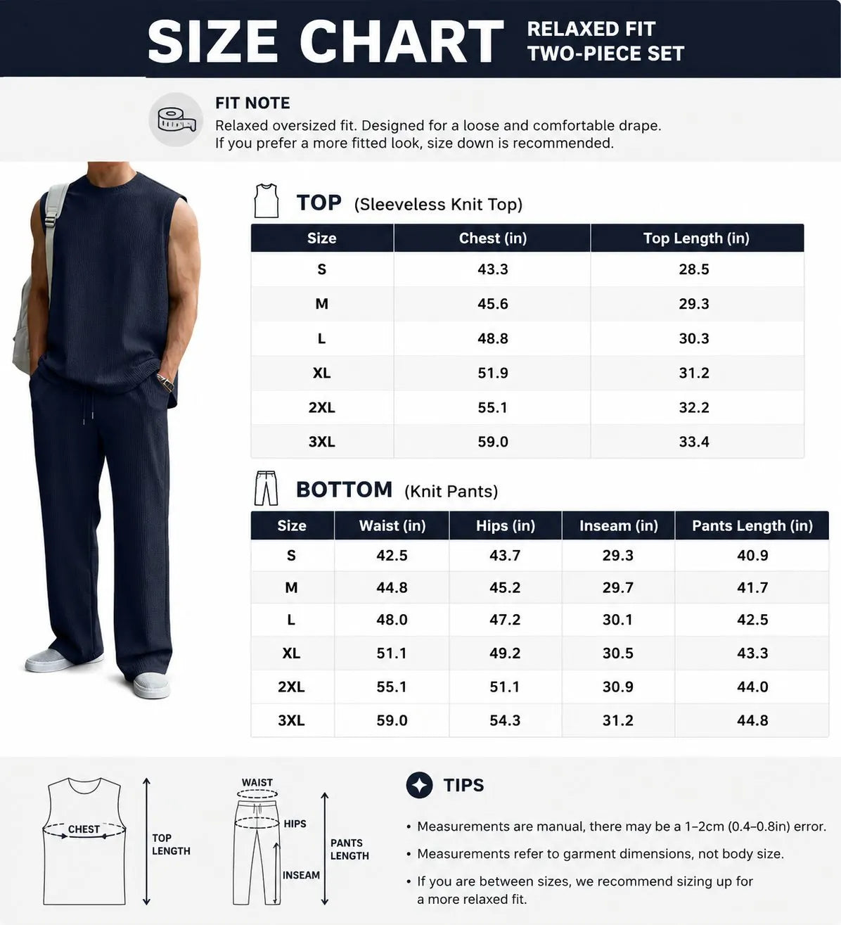 🔥 49% OFF Father’s Day Special ⏰🎁 Men’s Rib Knit 2-Piece Set – Sleeveless Tank & Baggy Wide-Leg Pants