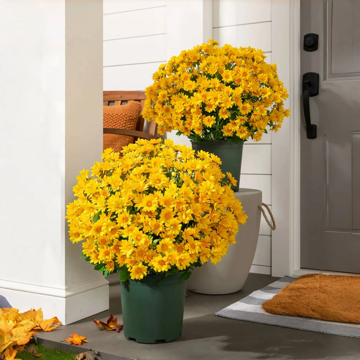 Artificial Outdoor Sunset Mums Flowers-UV resistant, Waterproof, Windproof