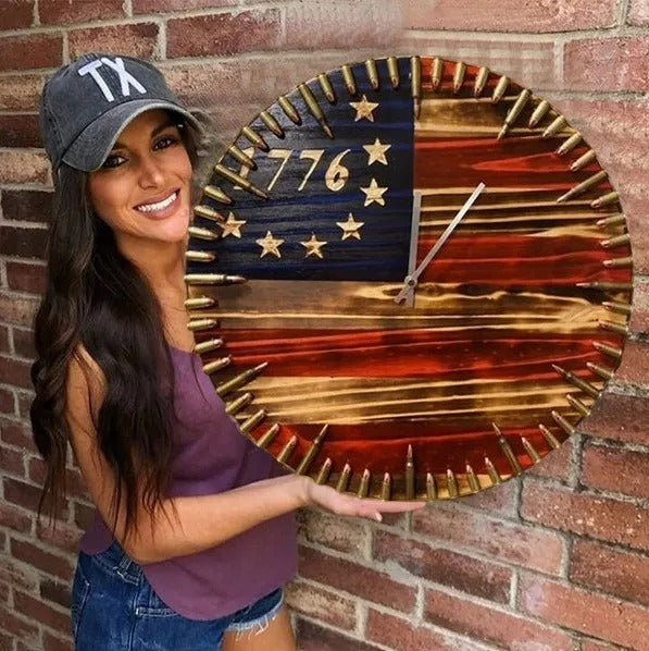 Handmade Patriotic American Flag Clock🎁BUY 2 FREE SHIPPING