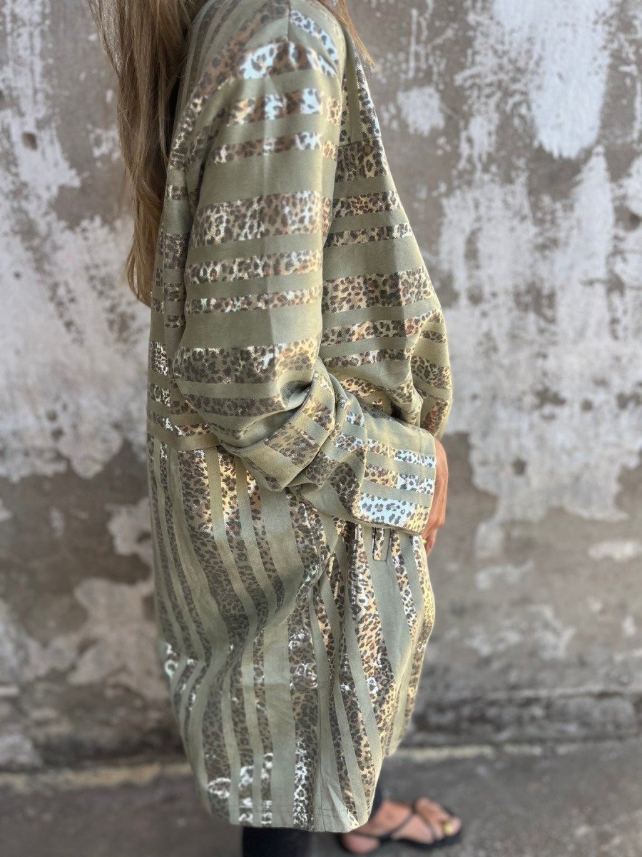 Gold Leopard Detail Pocket Coat