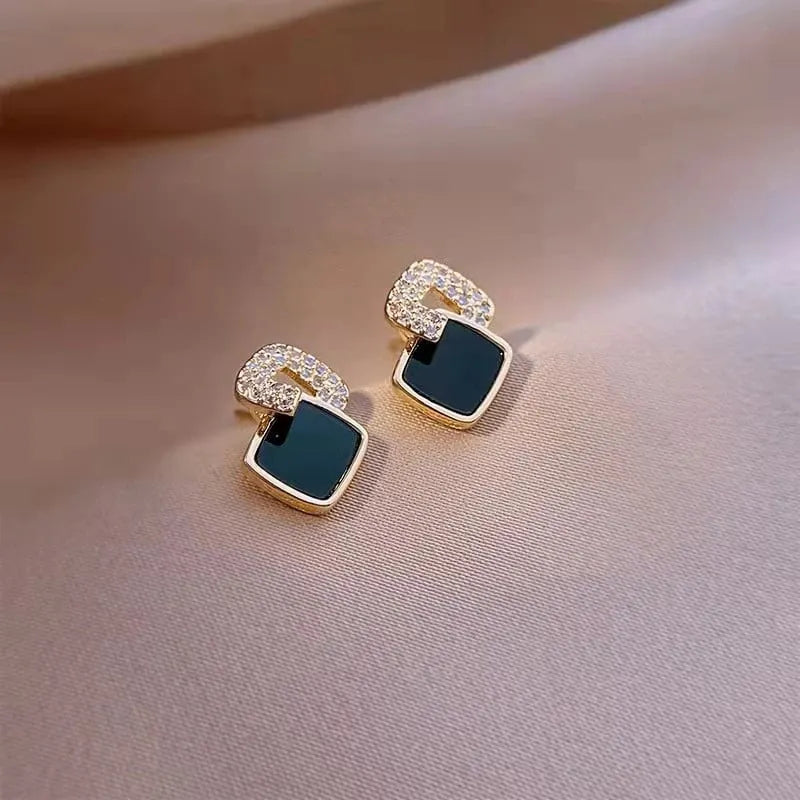 Korean Style Black Zircon Stud Earrings