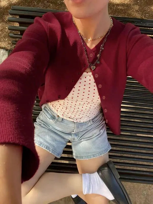 Women's Plain Button Front Cardigan