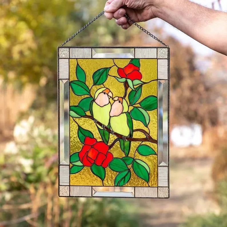 ⏰New Years Sale - 49% Off 🎉Cardinal Stained Glass Window Panel🦜🦜