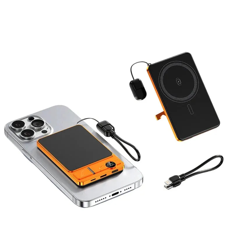 🔥HOT SALE🔥✨ 3-in-1 Magnetic Portable Charger – Wireless, Built-in Stand, Slim 🍃