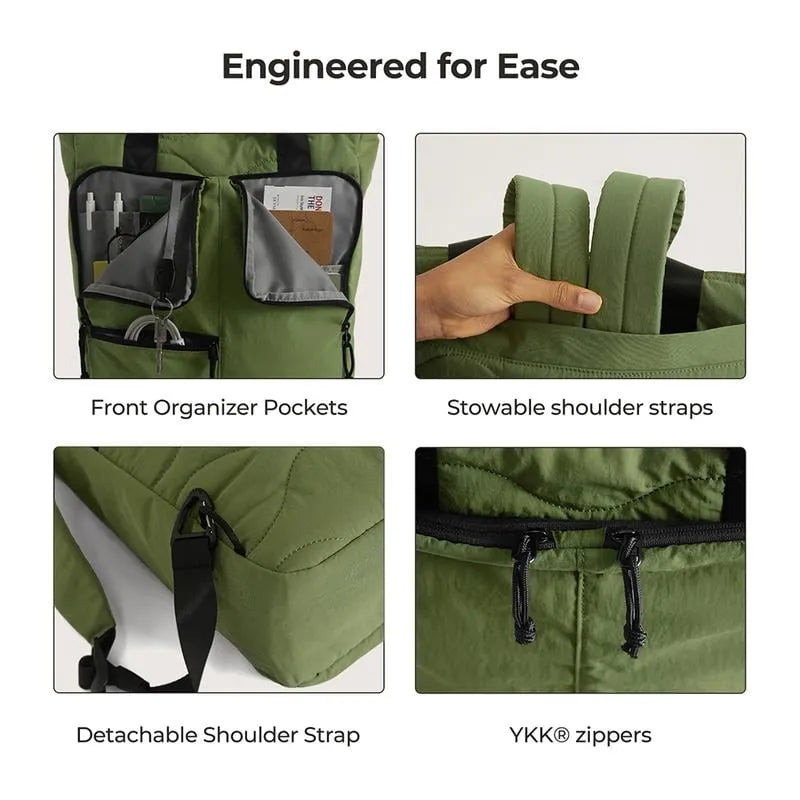 🔥2026 NEW ARRIVAL🔥 Ultra-Light Convertible Tote Backpack, Laptop Compartment, 40oz Cup Holder & Hidden Straps