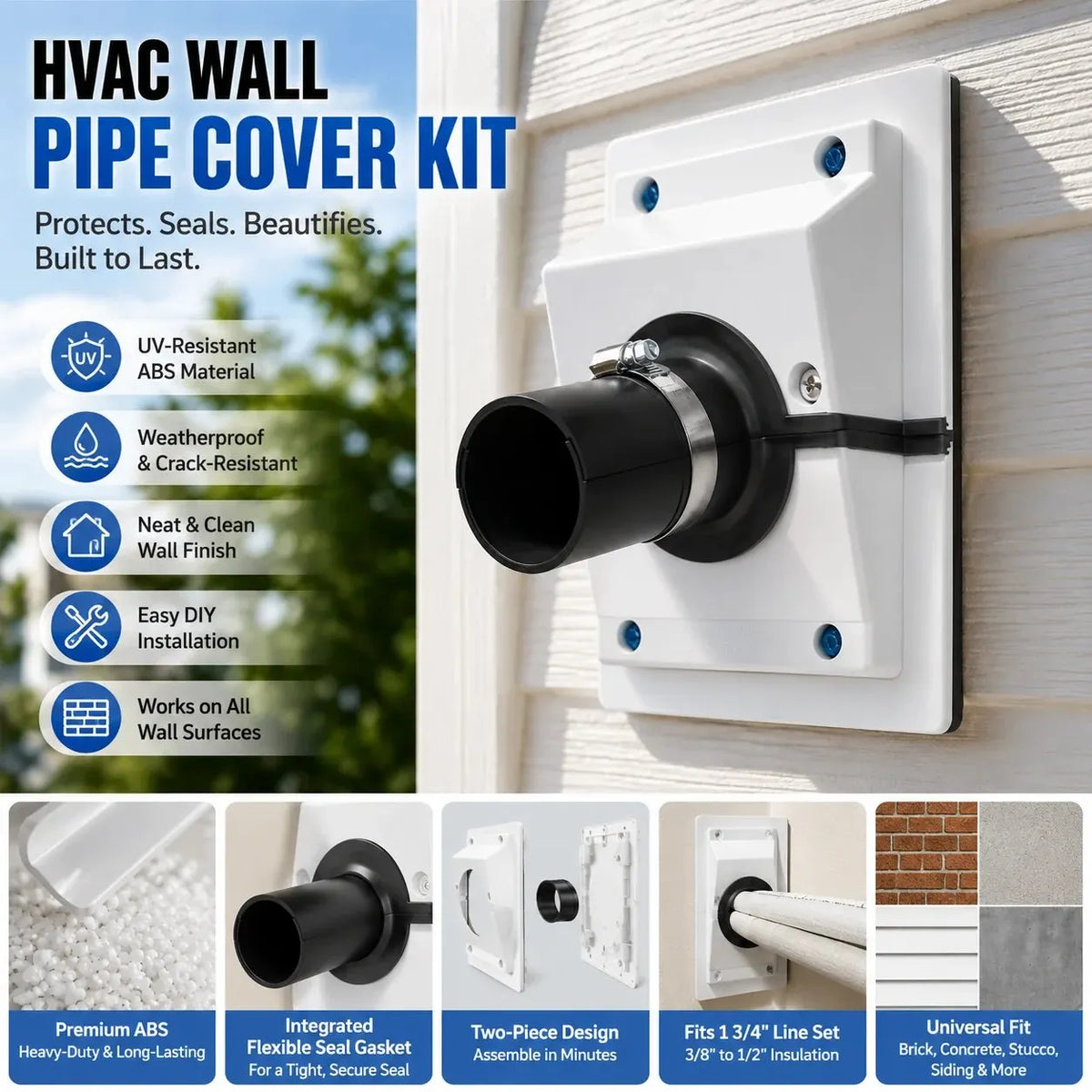 🎉 HVAC Wall Penetration and Duct Kit Cover---for Indoor and Outdoor Air Conditioning Systems