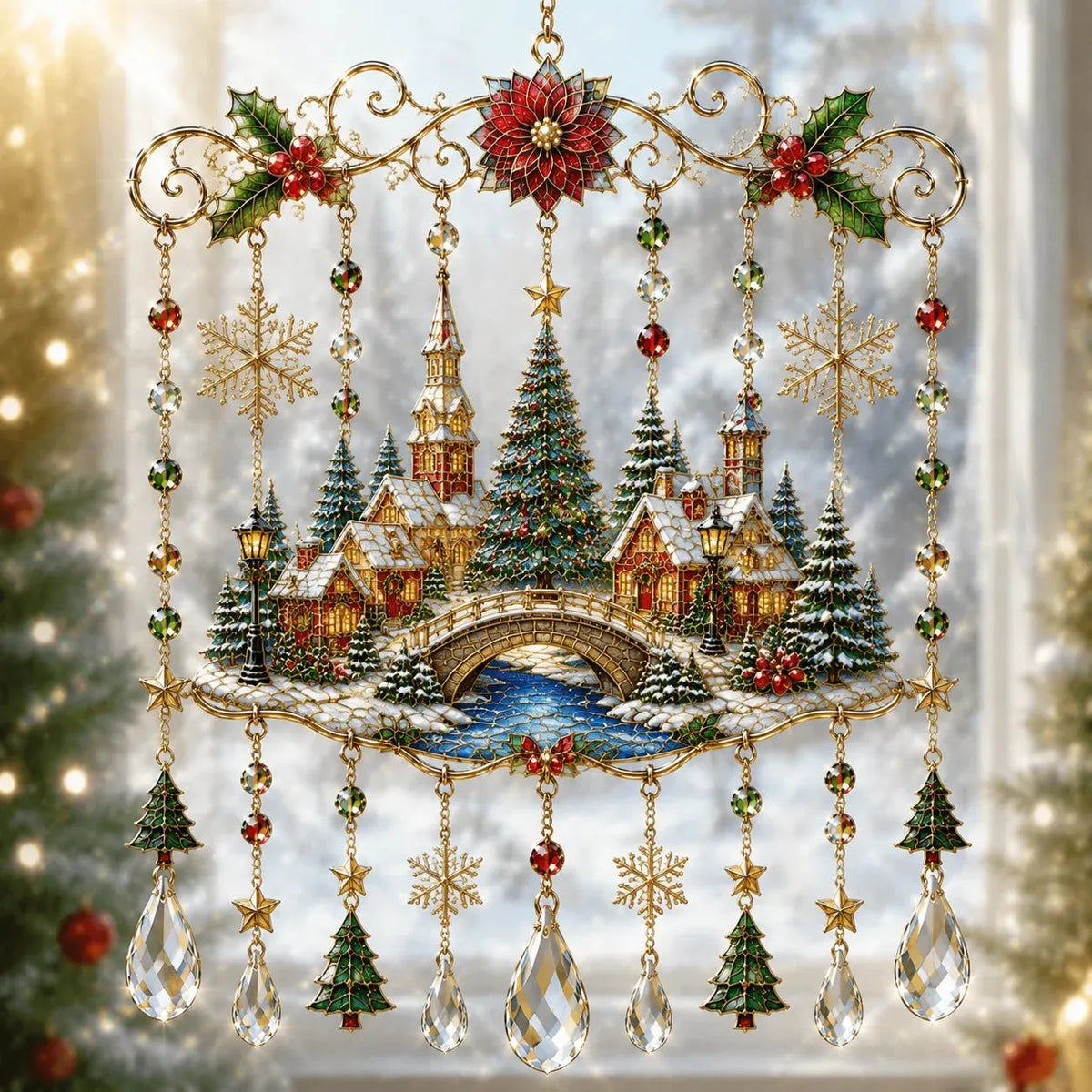 🎉🔥Last Day 49% OFF - Handmade Christmas Stained Glass Window Hanging