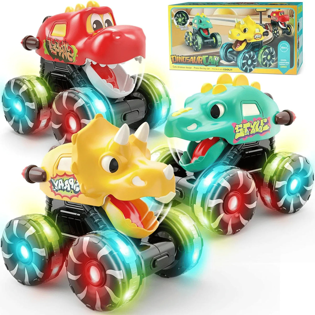 🎉🎁Dino Truck Toy with Motion Activated Light
