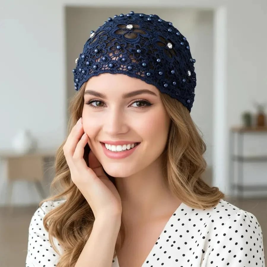 🔥 HOT SALE 🔥✨Plum Blossom Hollow Beaded Wide Headband