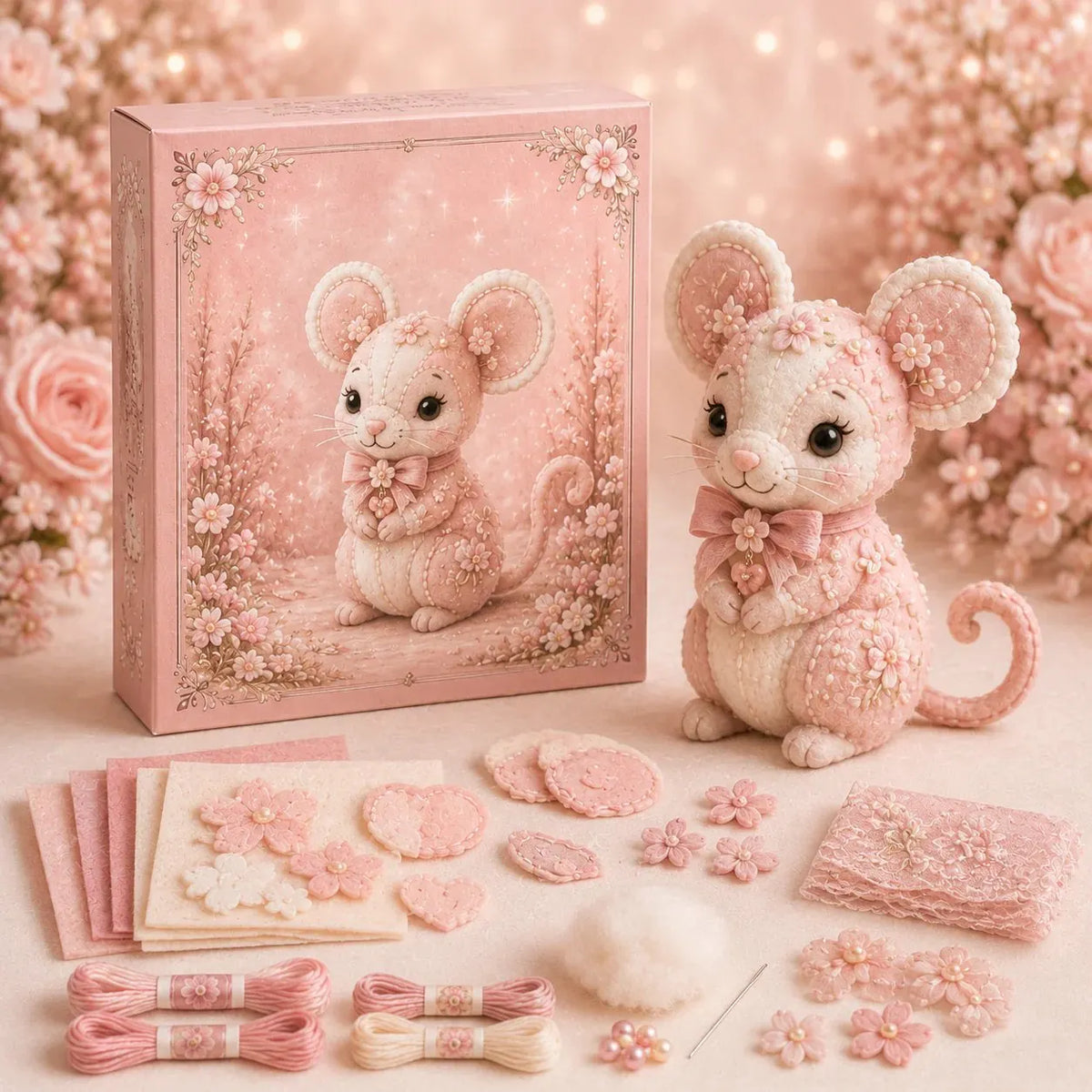 🔥LAST DAY 50% OFF - 💗Pink Woodland Friends DIY Felt Sewing Kit – Make Your Own Cute Animal