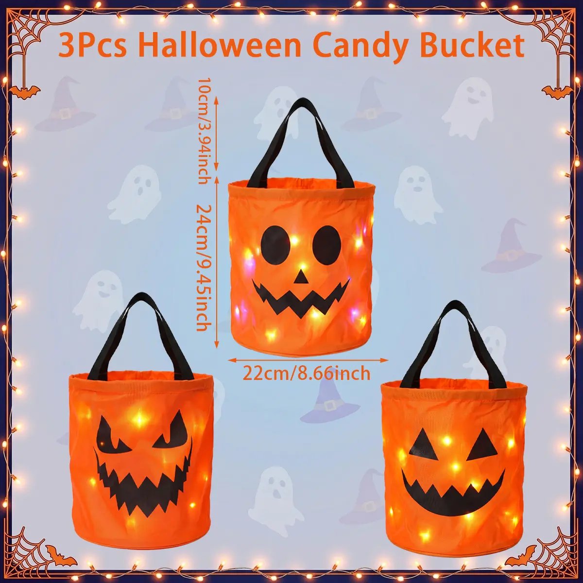 🎉👻 Glow-in-the-Dark Halloween Candy Basket – LED Trick-or-Treat Bag