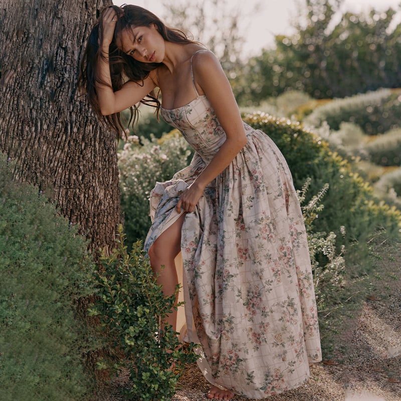 Cream Floral Print Sundress
