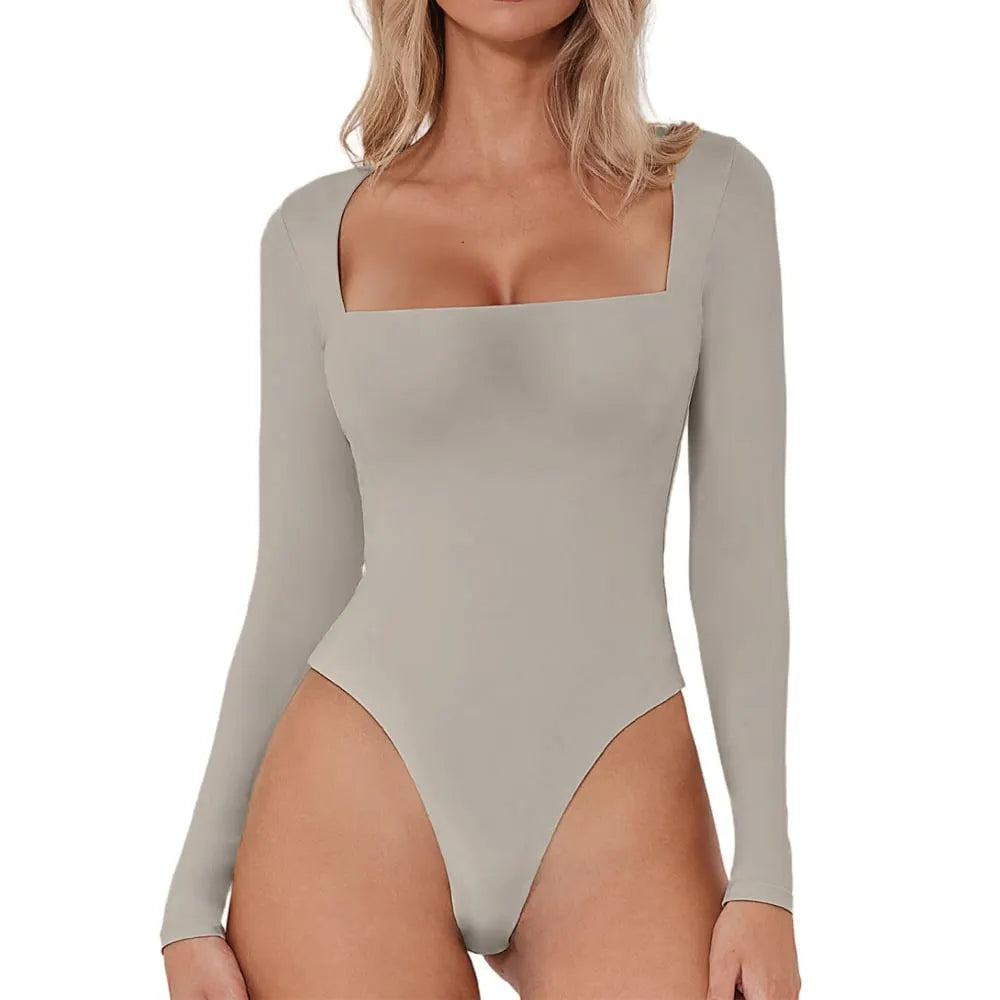 Square Neck Long Sleeve Bodysuit (Buy 2 Free Shipping)