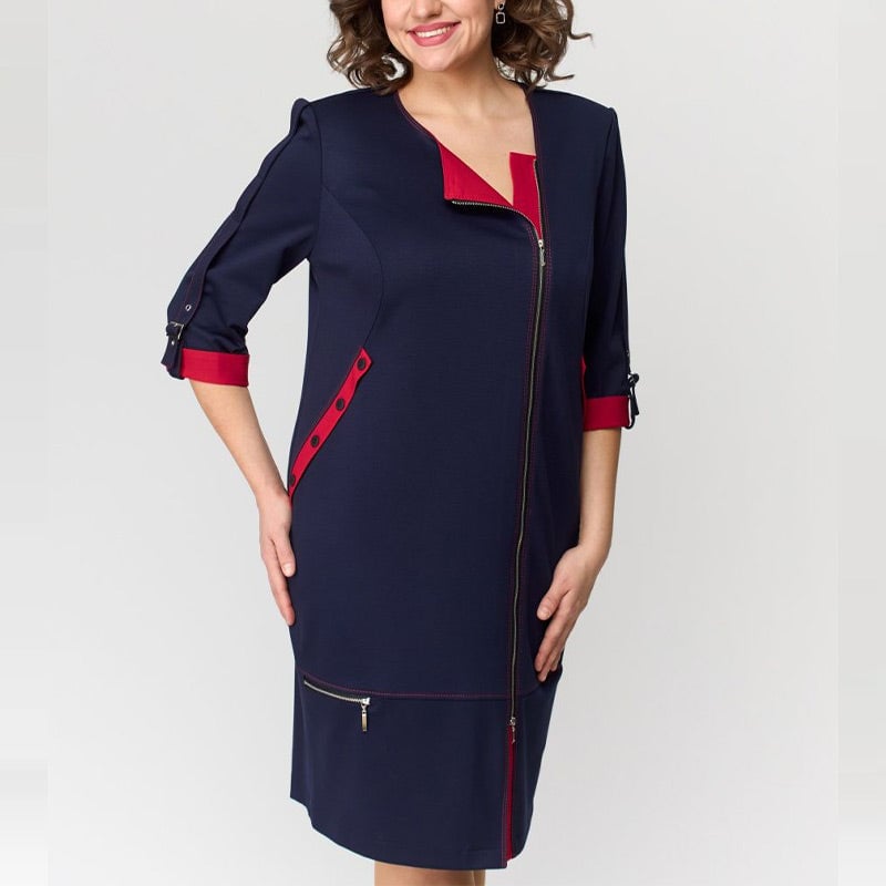 Fashionable high-end women's dress with side zipper