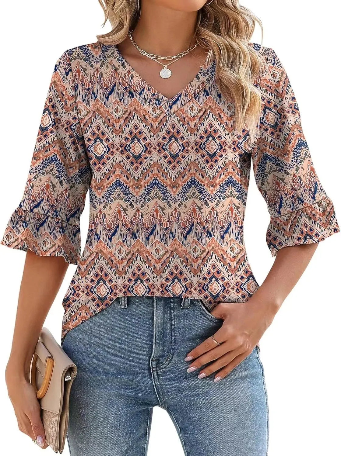 🔥New Products 🔥 Women's Elegant Ruffle Sleeve V-Neck Top