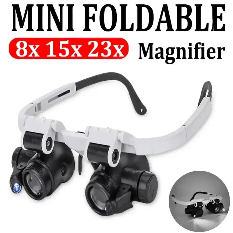 🔥HOT SALE🔥🎁👓8X 15x 23x Head Wearing Magnifying Glass with LED Light Headband