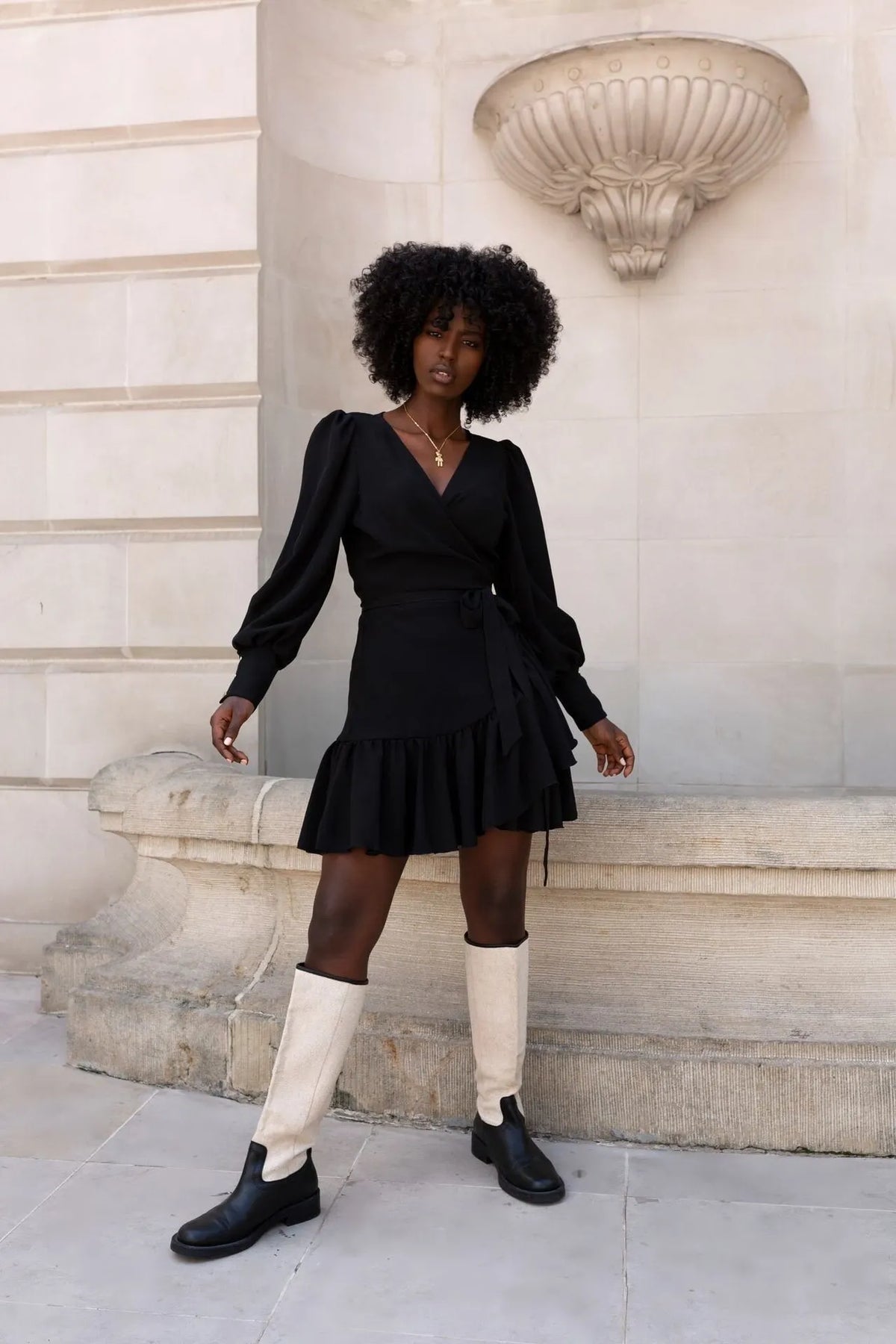 V-Neck Printed Tie-Front Mini Dress (Buy 2 Free Shipping)