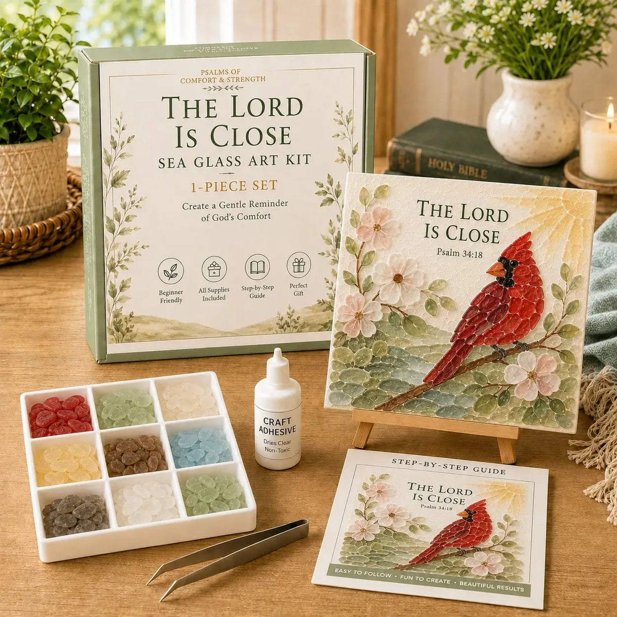 💥🏆 Psalms of Comfort & Strength Sea Glass Art Kit✝️
