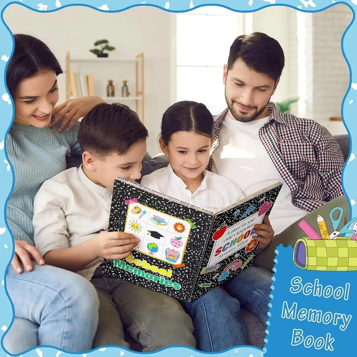 🎉📚School Memory Book Photo Album for Kids,14 Pockets, 34 Pages, 13 Years