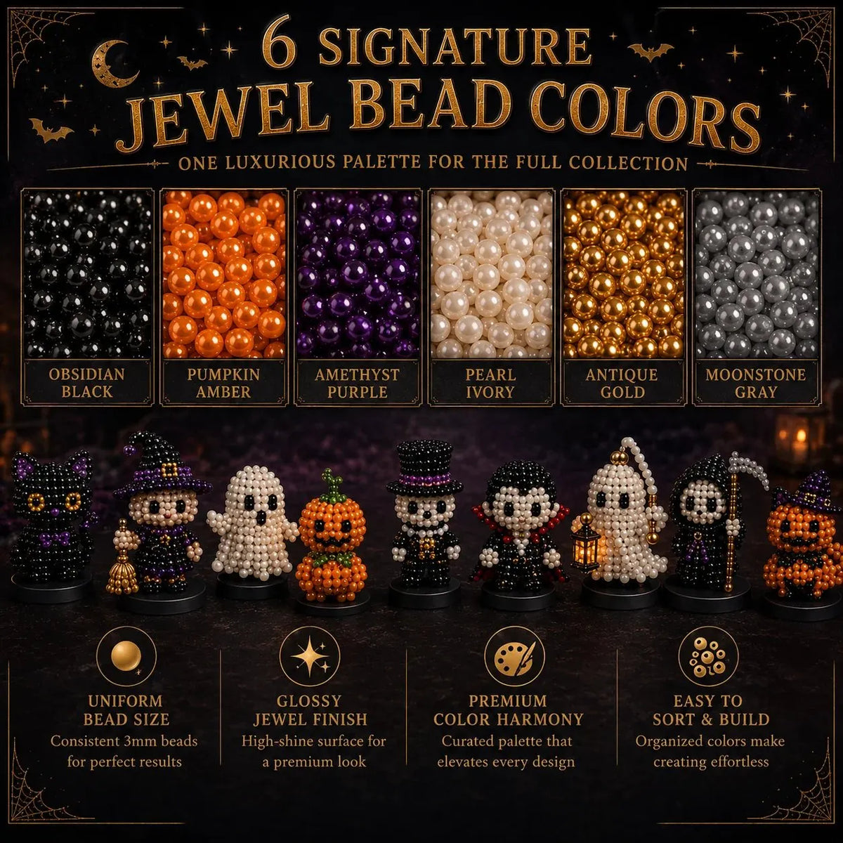 🎉🎃 Hollowmoon 31-Night Jewel-Bead Countdown Calendar | 31 Daily DIY Characters, Complete Craft Supplies & Midnight Parade Display 💎✨