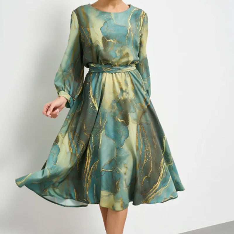 🌷Limited Time Offer 49% OFF🌷Women's Long Sleeve Fashion Printed Waist Dresses