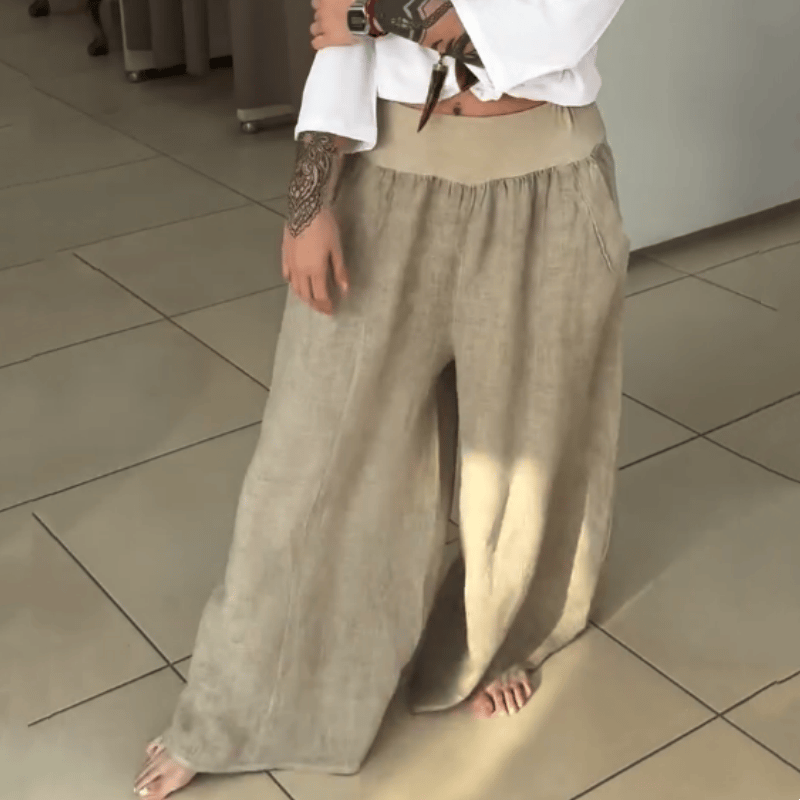 Women's Elastic Wide-Leg Pants with Pockets (Buy 2 Free Shipping)