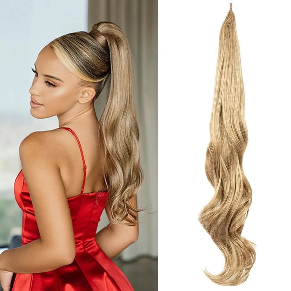 32 Inch Wavy Stick Hair With A Long Ponytail